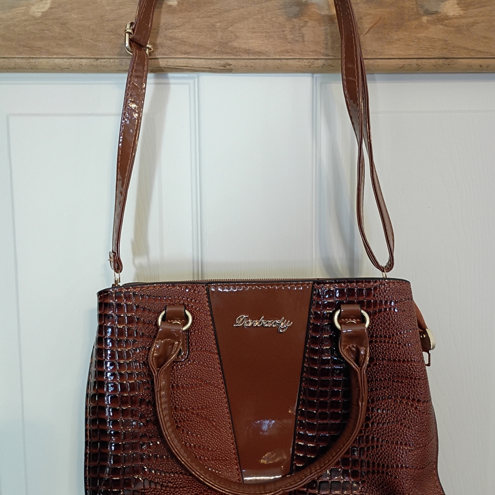 Danbaoly Brown Patterned Handbag Shoulder Bag Fau… - image 1